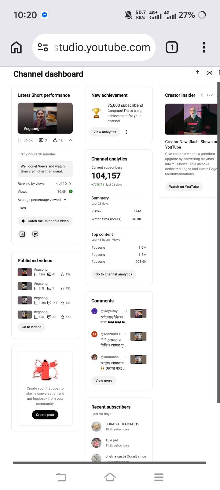 104K- Subscribers Channel