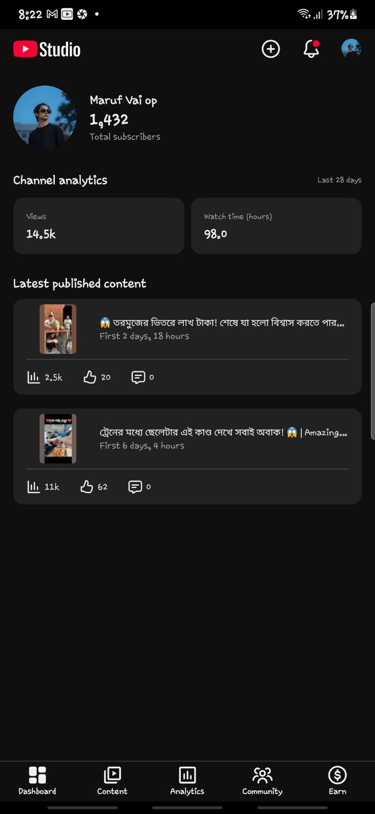 1.4k subscriber Chanel