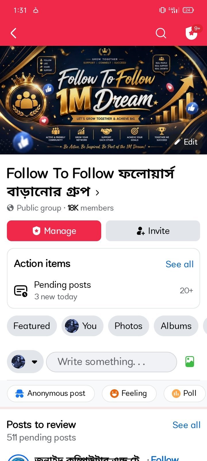 Facebook Group 18.2+ Member's