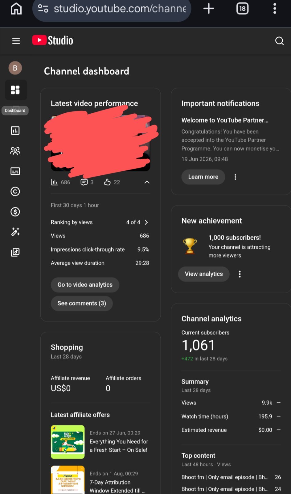 Monetized YouTube Channel | 1,062 Subscribers | 100% Organic Growth | No Strikes