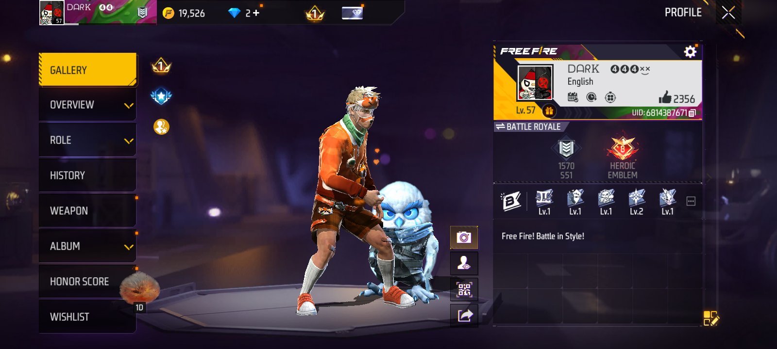 Free Fire Accoun level 57