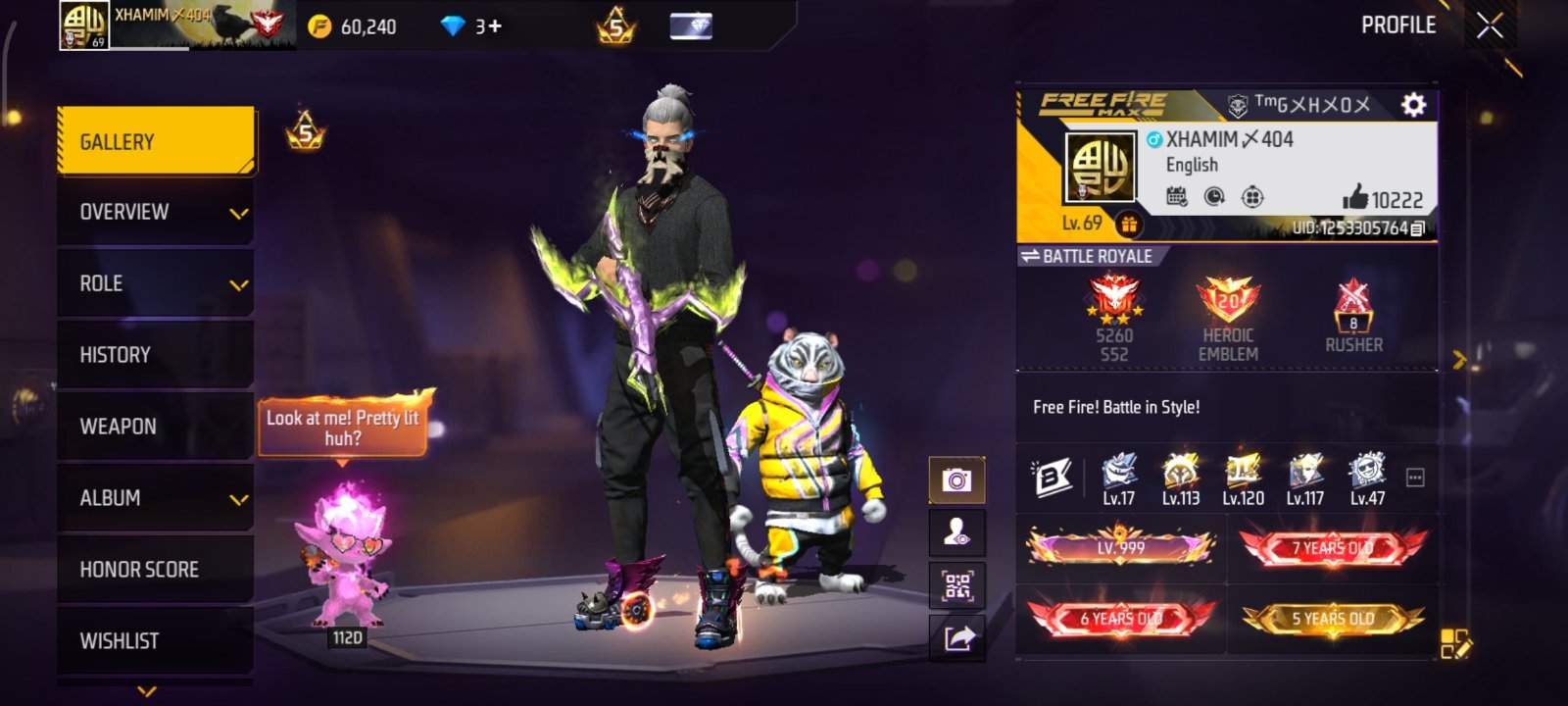 Free Fire 7 years old id for sell