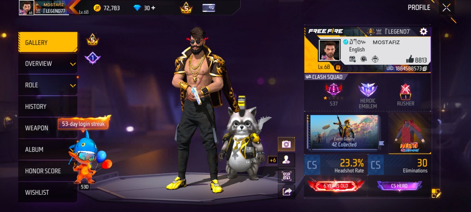 FreeFire 6 Year Old ID with 8 Evo Gun