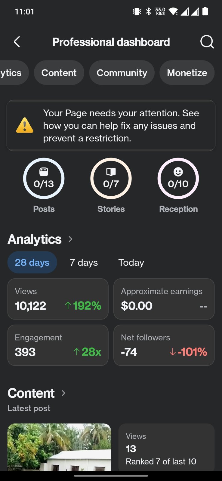 Facebook page 4740 Organic follower