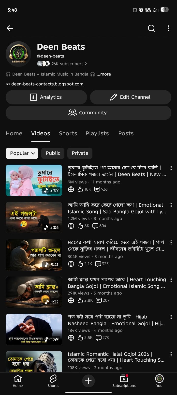 ইসলামিক গজল চ্যানেল বিক্রি হবে (মনিটাইজ আছে)