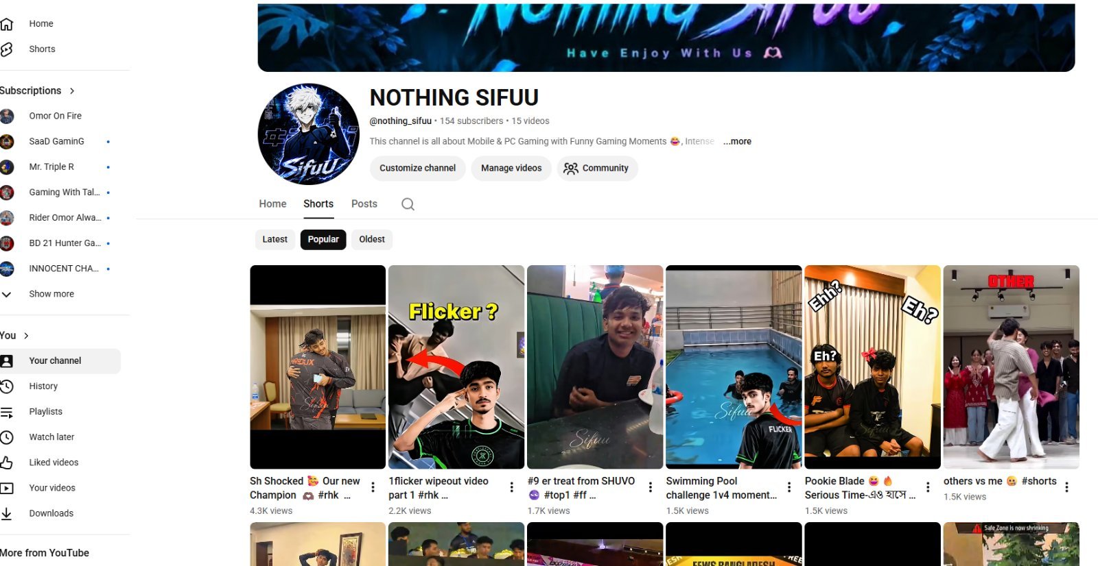 YouTube Channels 155 Subscriber