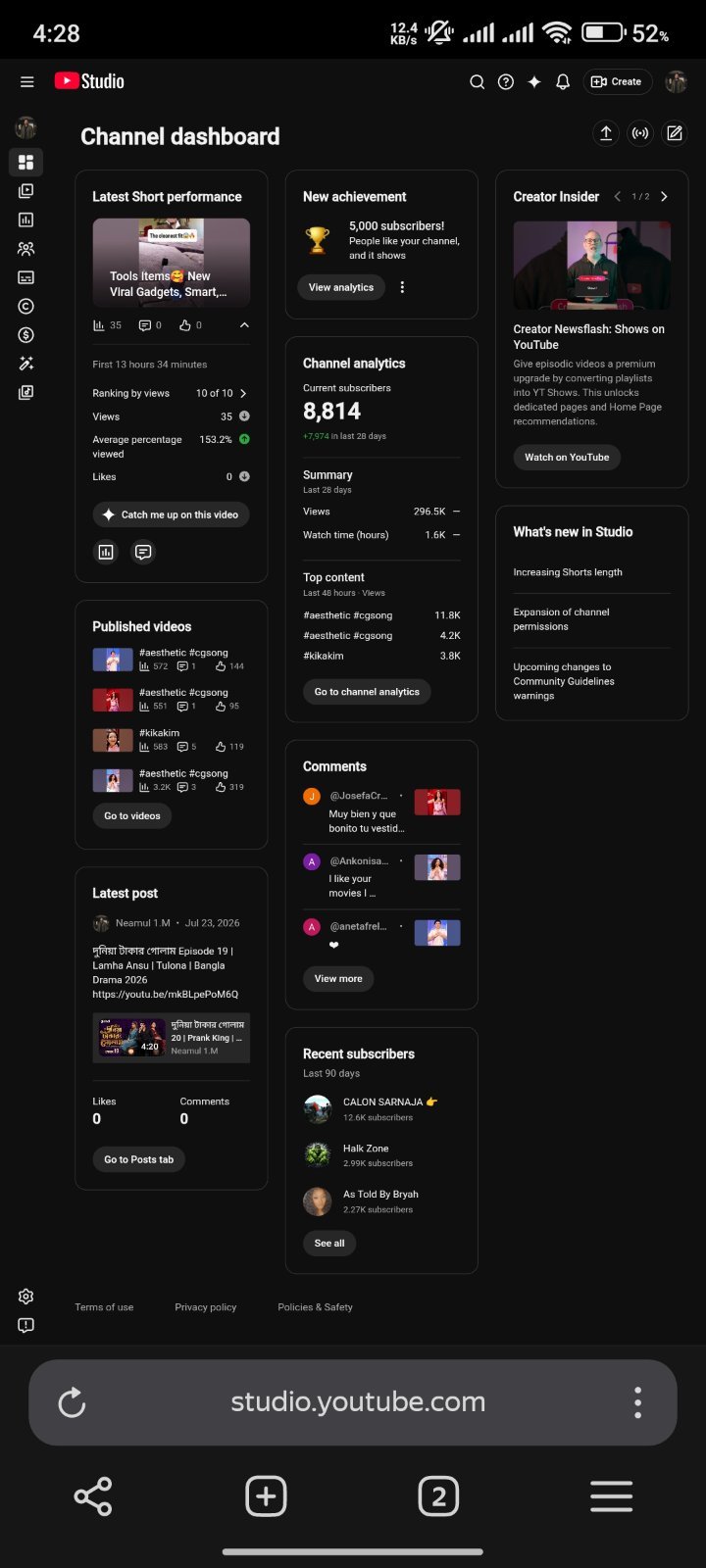 8.8k Sub Active Subscriber Youtube Channel Available for Sell