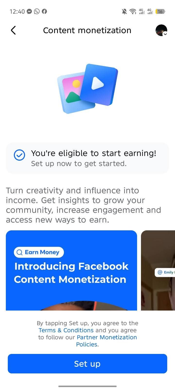 Cm setup page available