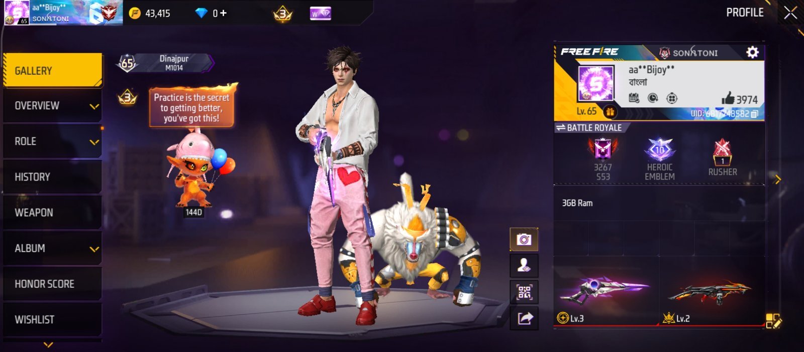 Free fire level 65