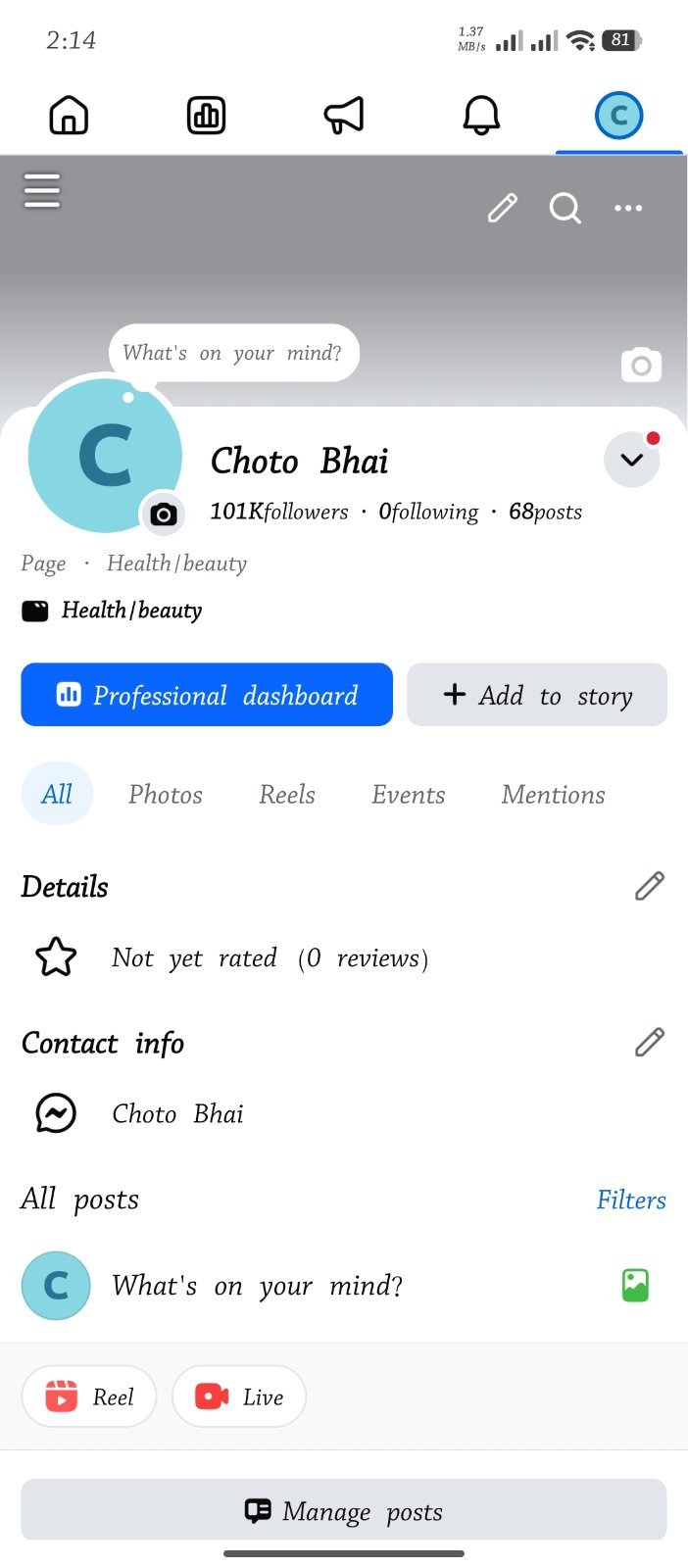 101k  Facebook page sell korbo. high quality Facebook page.