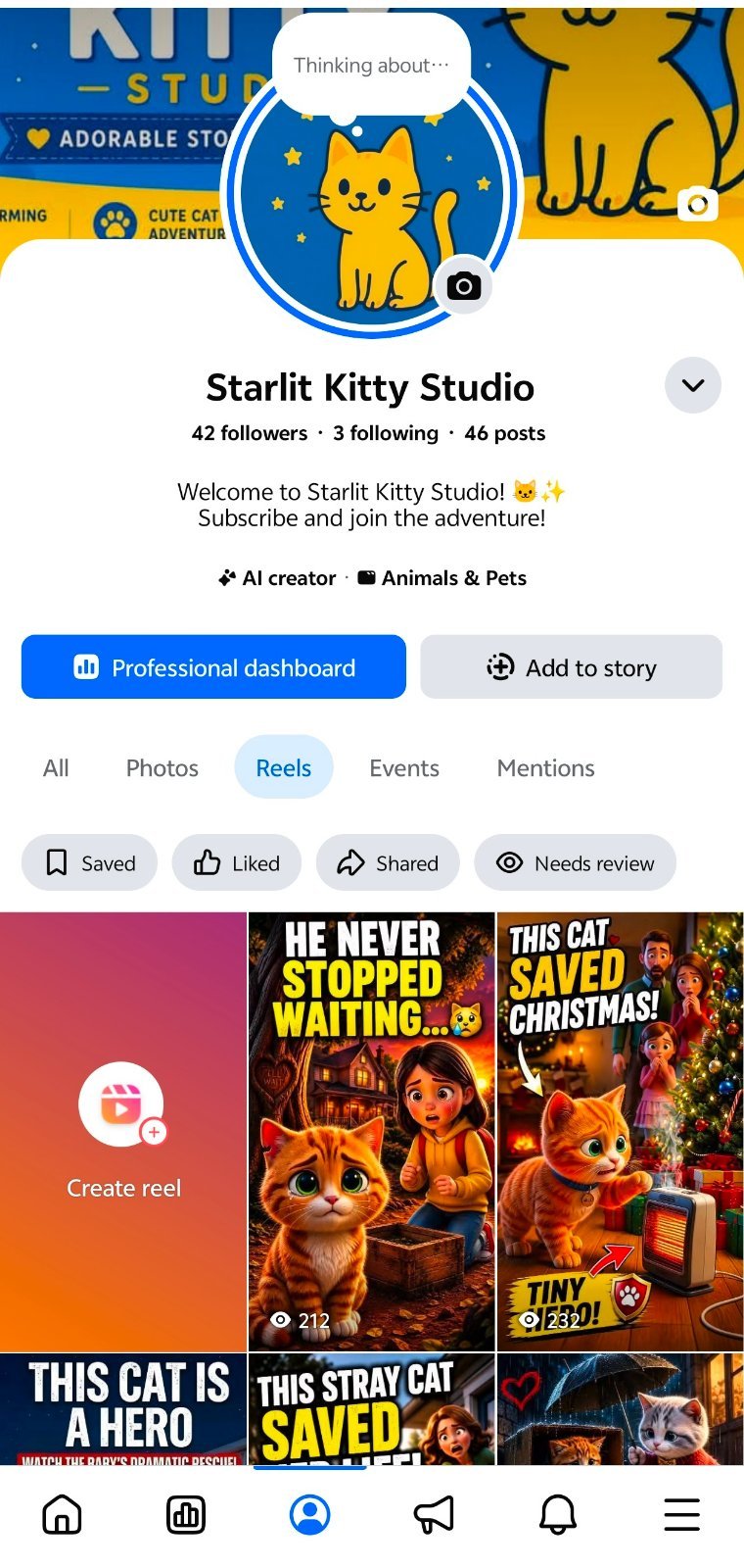 Facebook Page - 42 Followers | USA Audience | Ai Cat Story