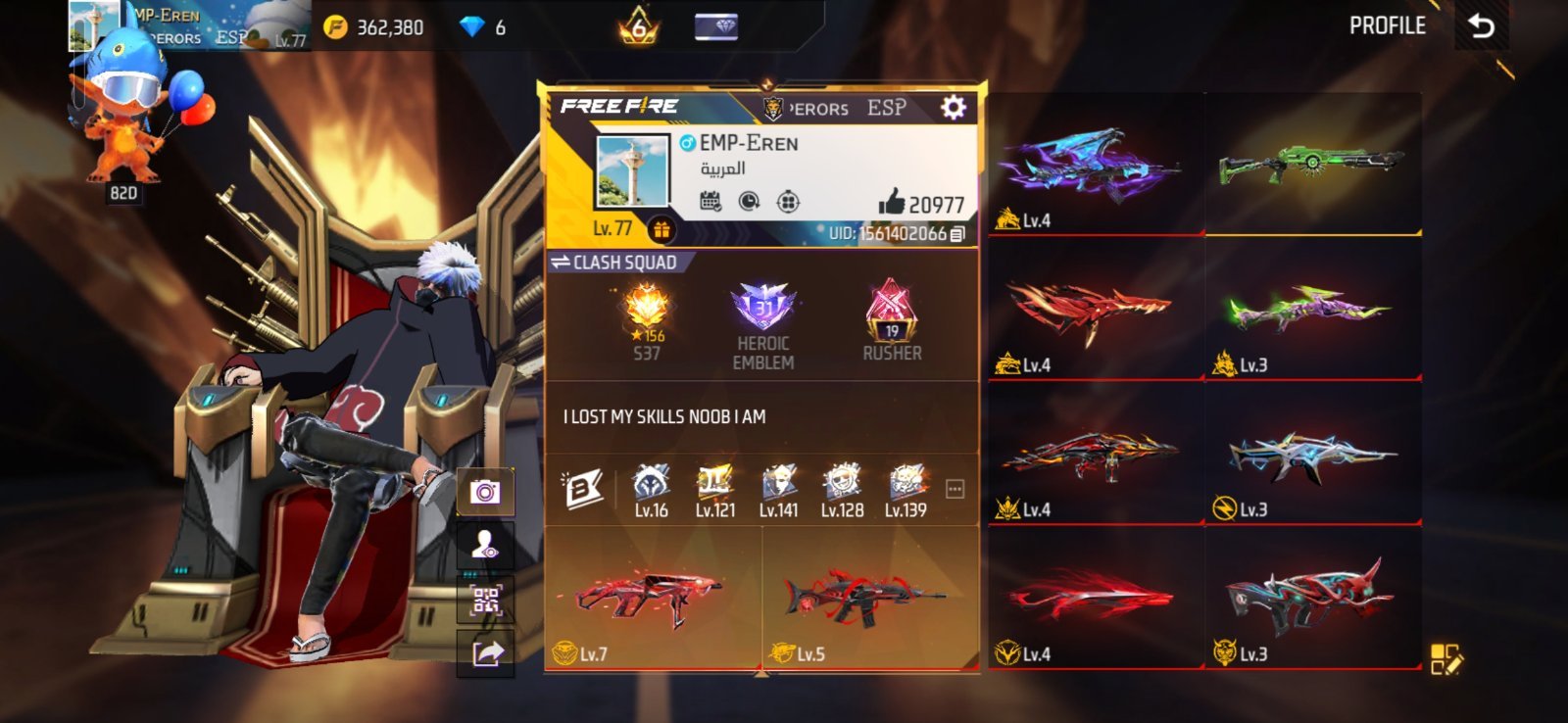 Mp40Max, 77Level, almost 7years old, prime level 6, season 15 elitepass