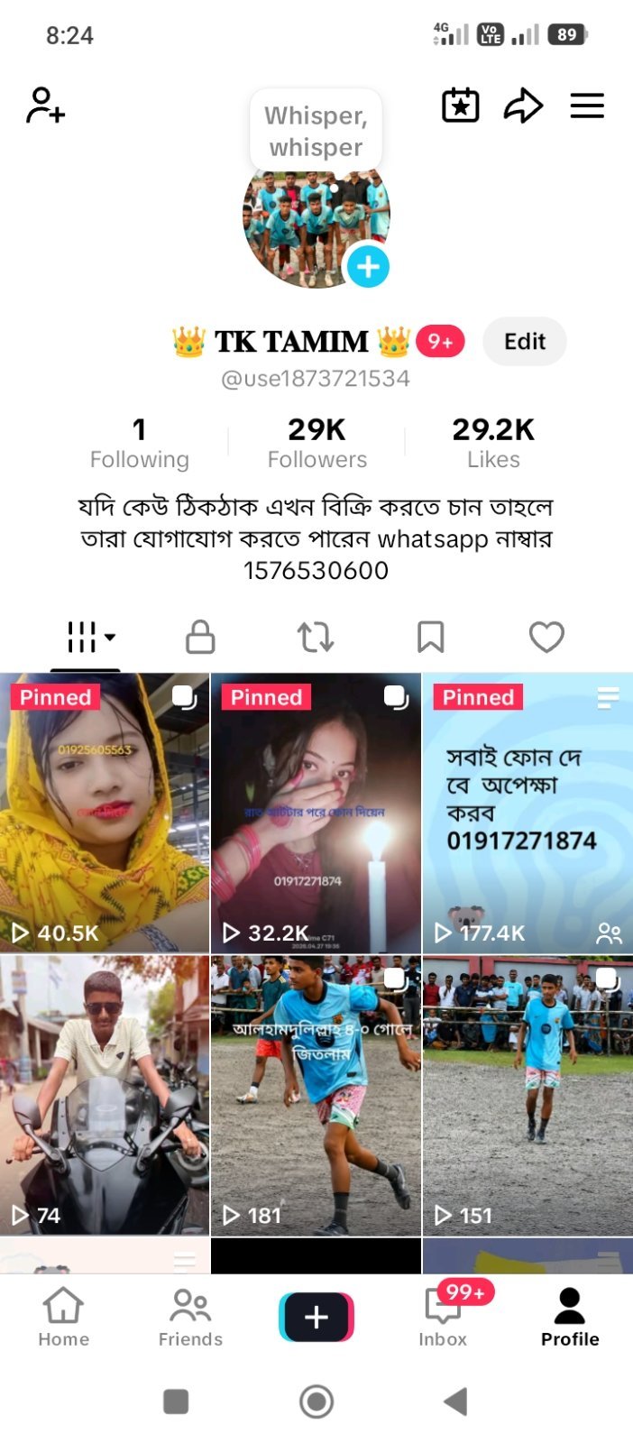 29k follower and 29.2k Like Only those who want to sell will message🥰