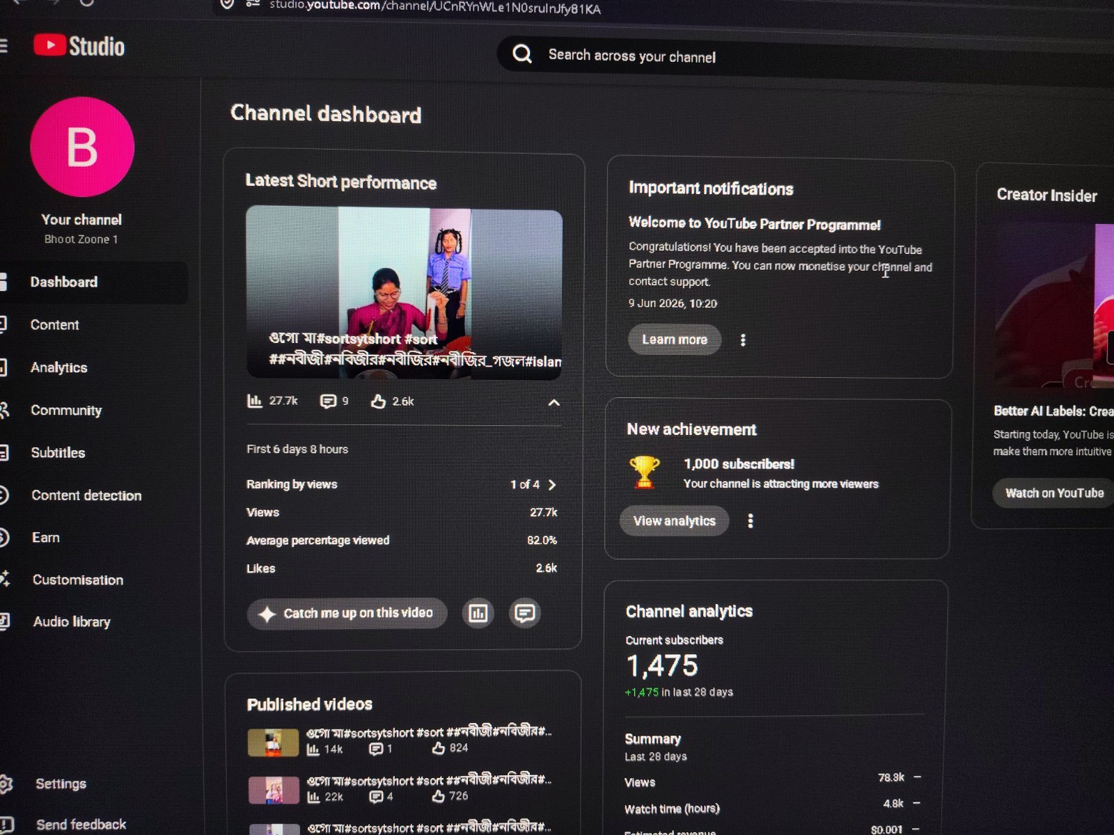 Bhoot Zoone 1 | 1.4K+ Subscribers | 78K+ Monthly Views | Fast Growing Shorts Cha