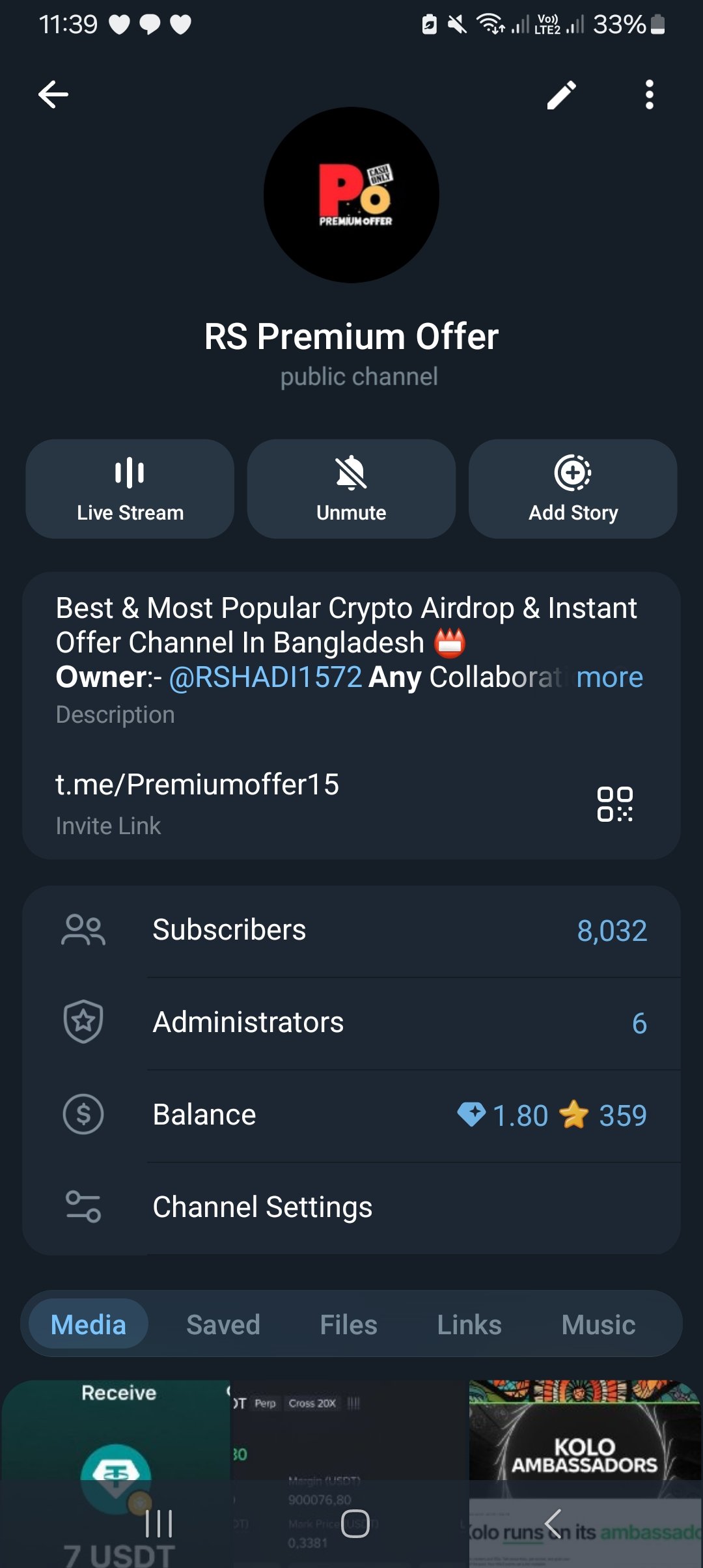 Telegram Old channel. Monetized