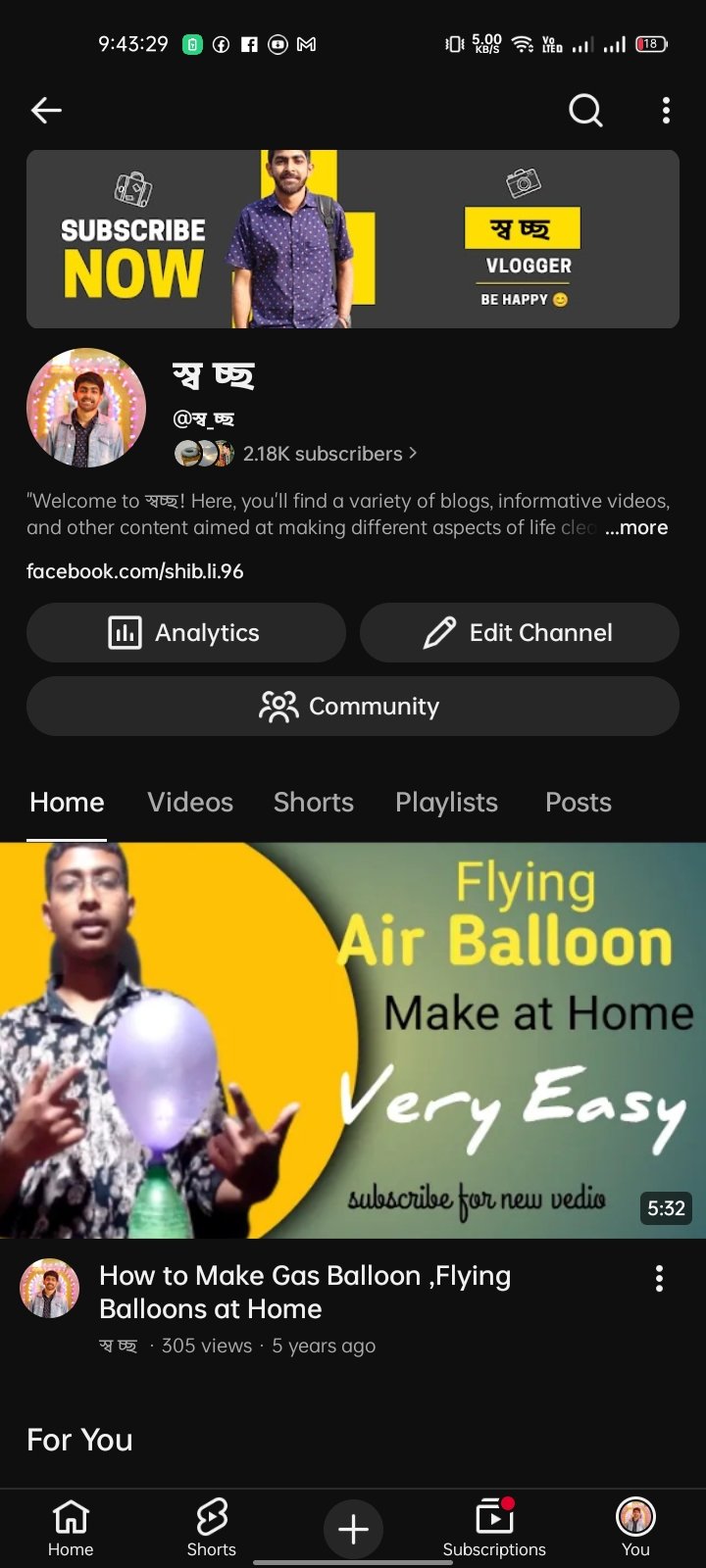 Youtube Channel- 2.18k