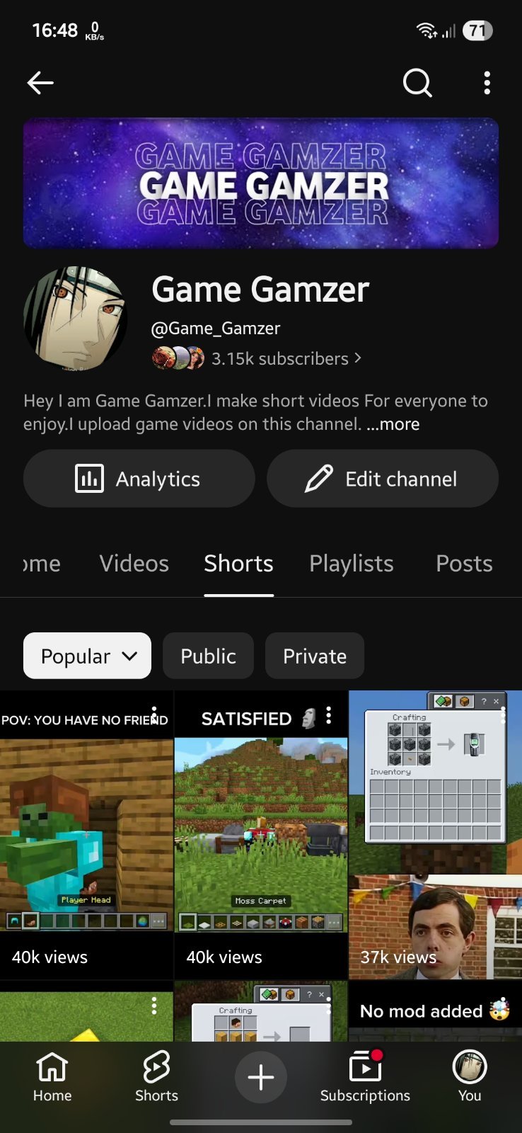 3k+ subscriber verified YouTube channel