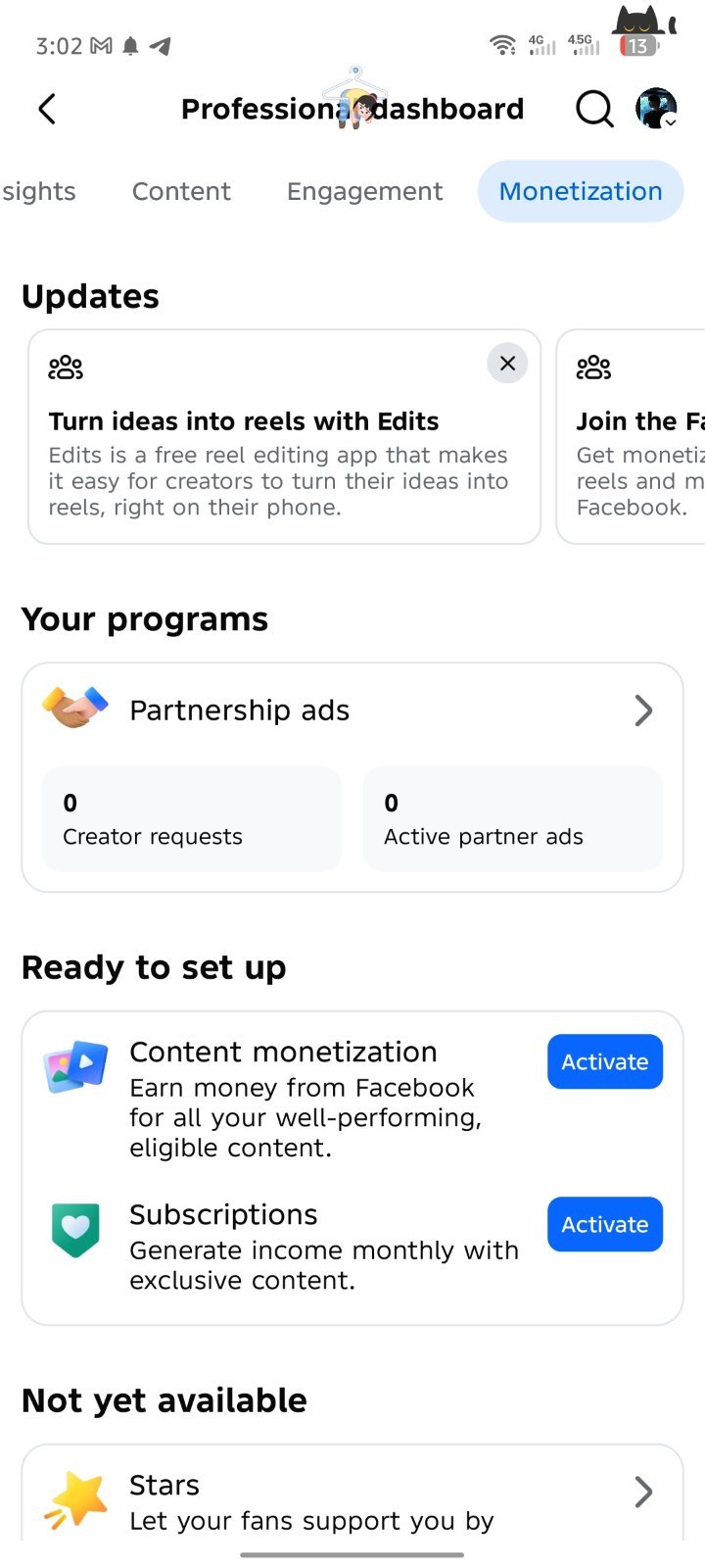 Facebook Monetization page sell