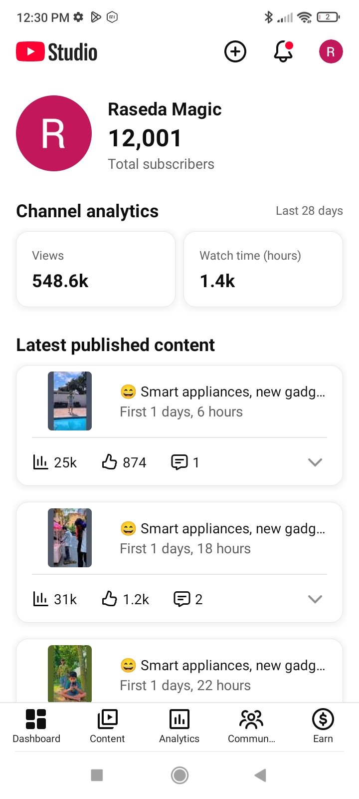 12K Subscribers Music YouTube Channel