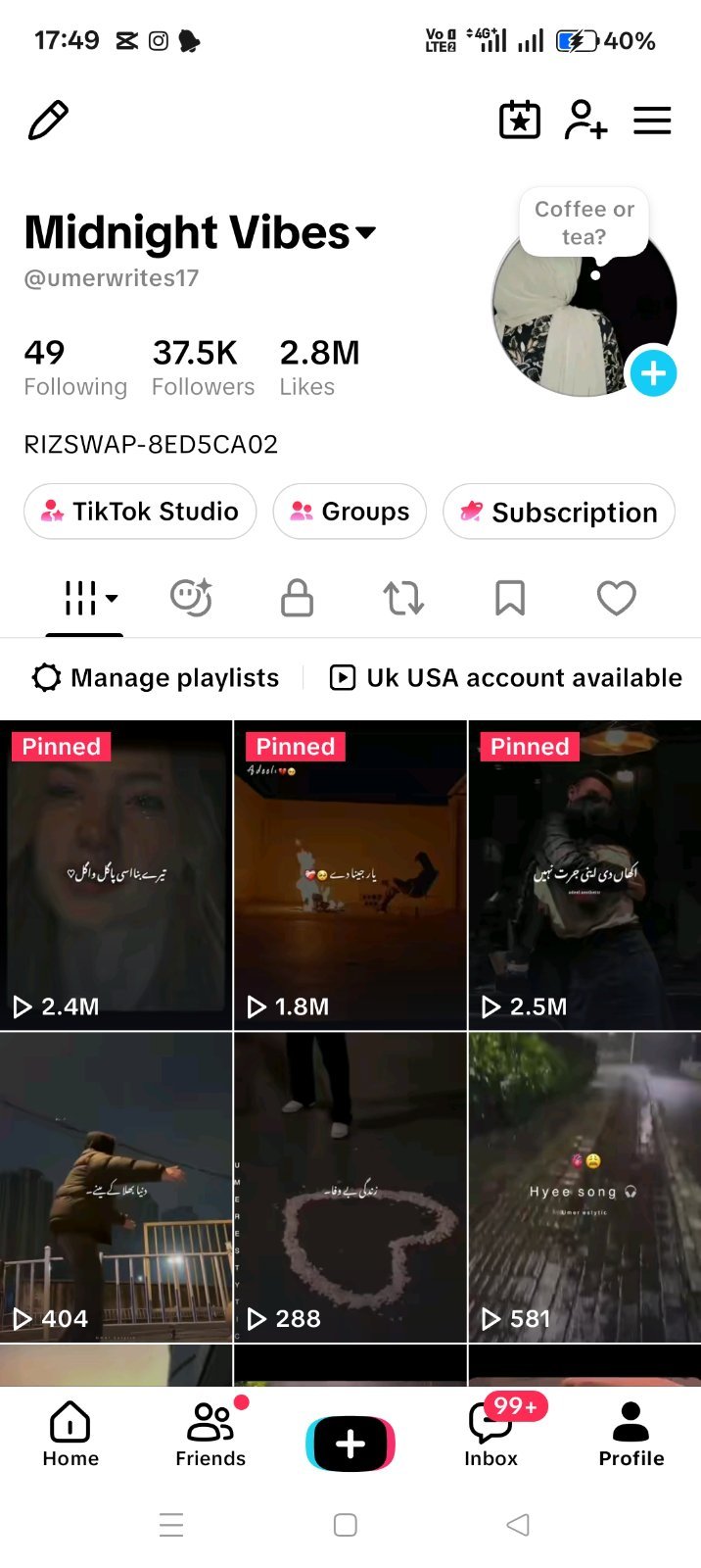 37.5K Followers TikTok Account | 2.8M Likes | Creator Rewards Eligible