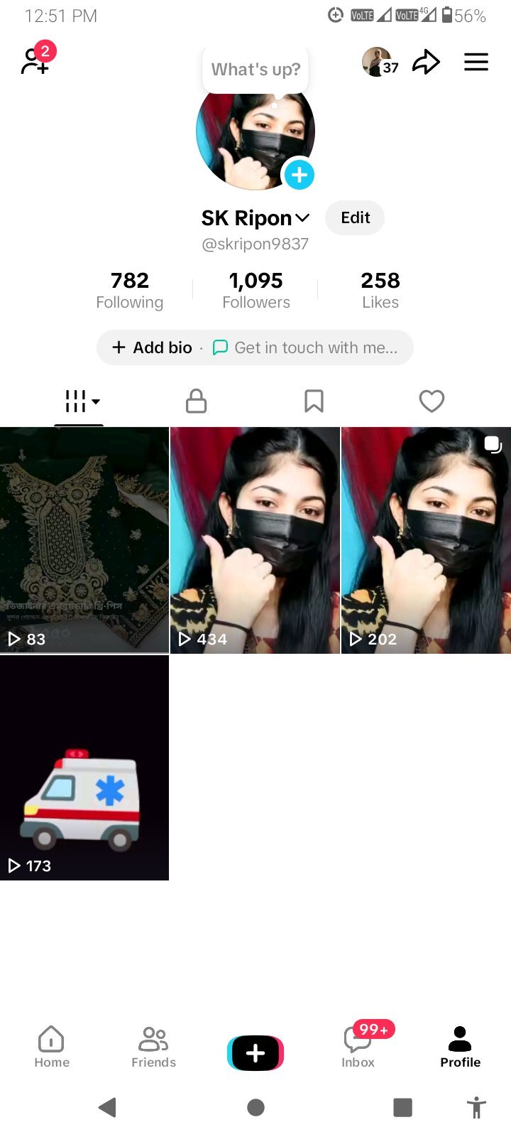 TikTok — 1.1K Followers, 258 Likes