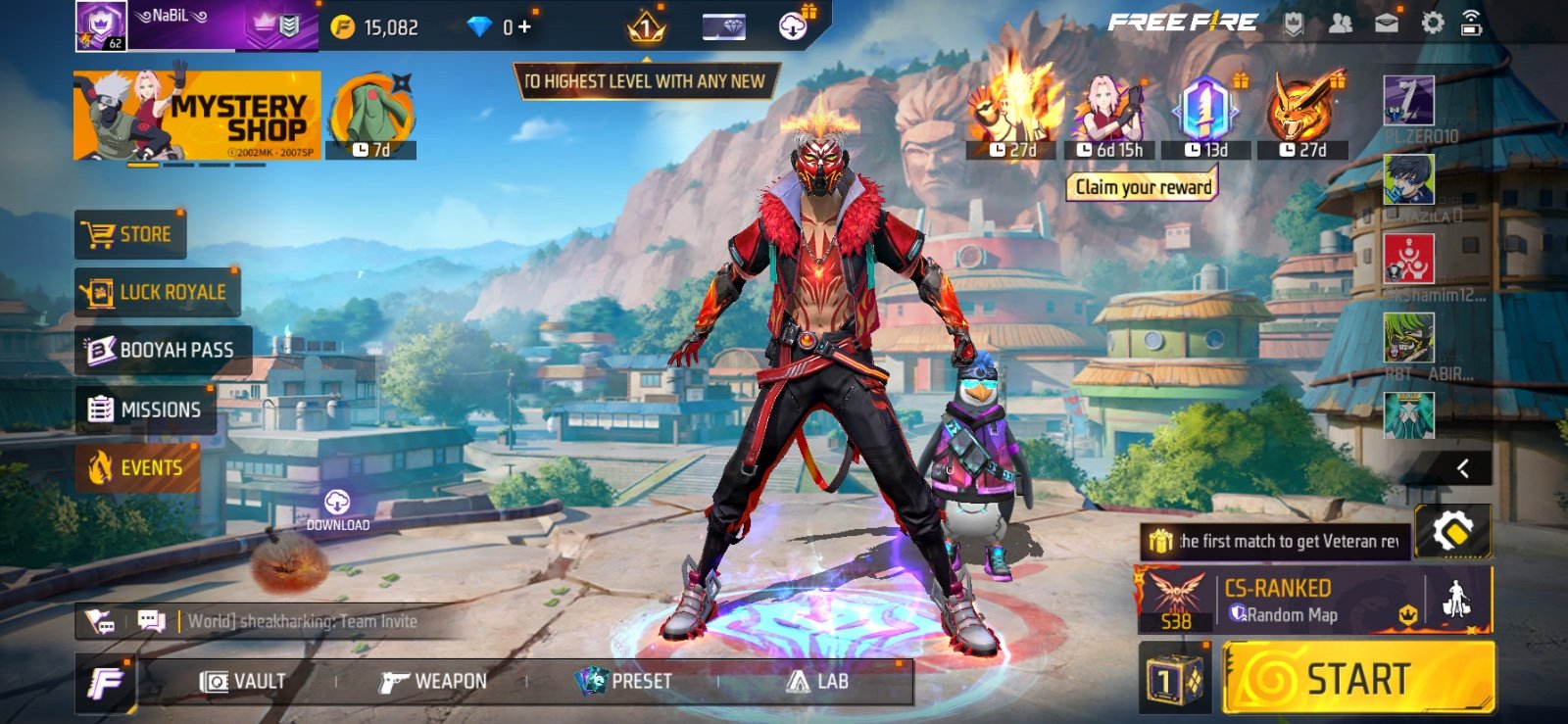 Free Fire Lv.62 Heroic Account | Evo Guns & Rare Items