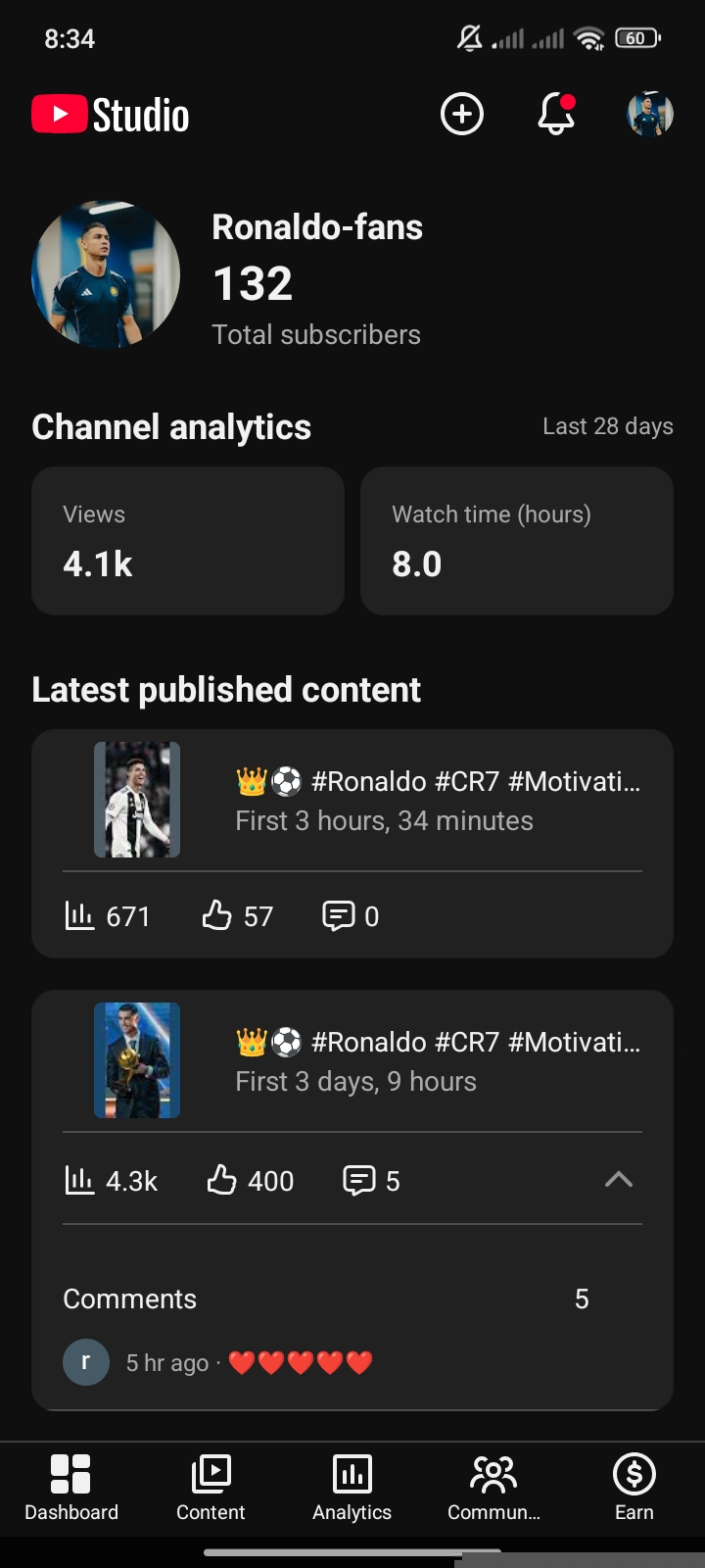 Growing Football Shorts Channel - 132 Subscribers