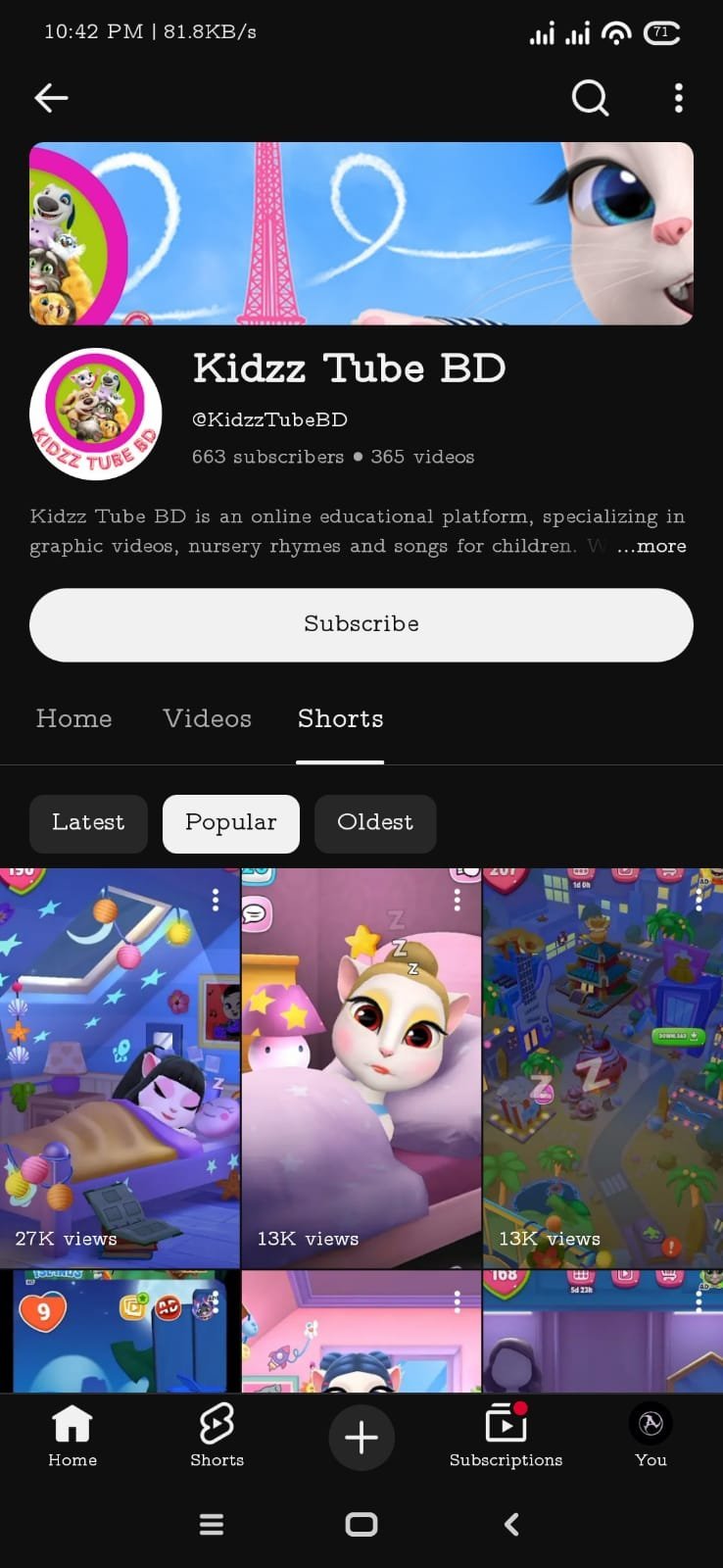 Kidzz Tube BD- 660+ Subs- Kids Videos- No Restrictions- Not yet Monitized.