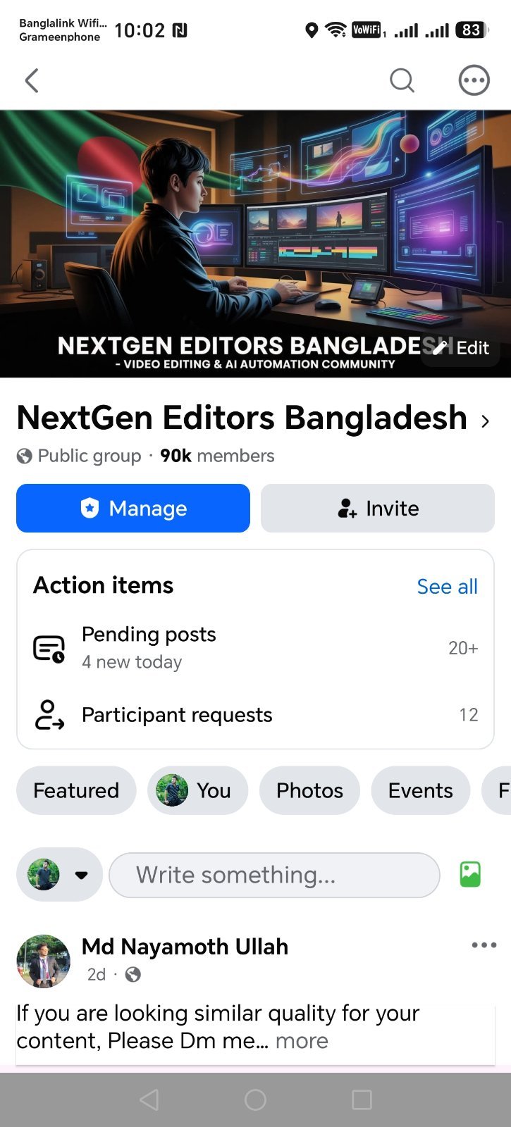 🔥 90K+ Members Facebook Group For Sale | NextGen Editors Bangladesh 🔥