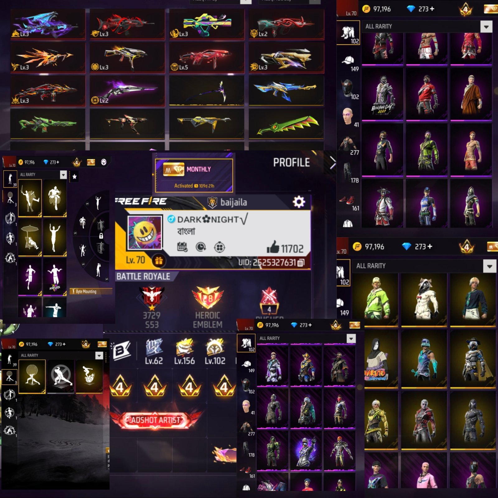 🔥 Free Fire ID For Sale 🔥 Level: 70