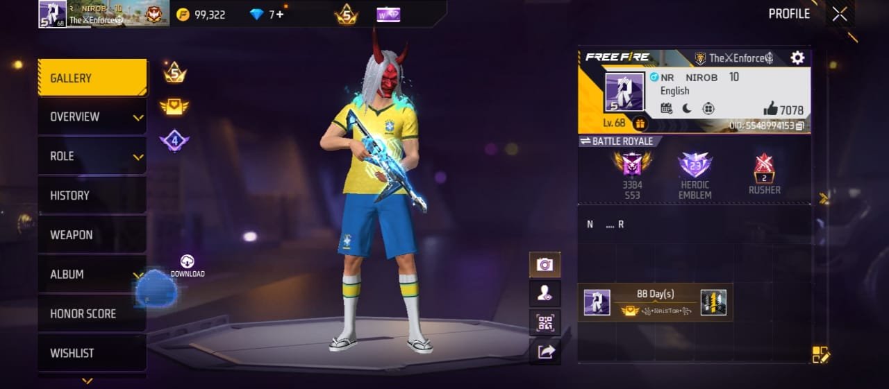 Old free fire id prime level 5
