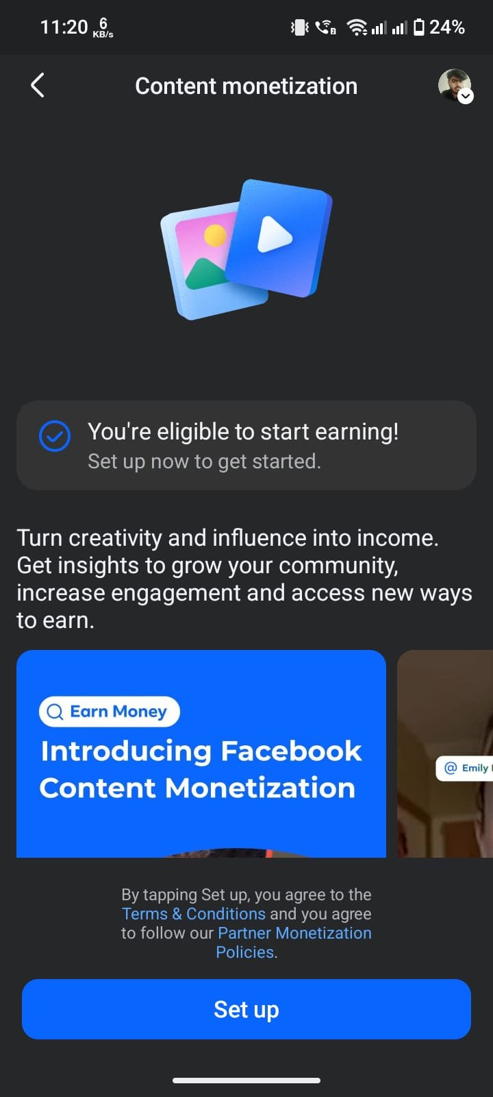 Penel cm setup page available bot followers monetize setup page