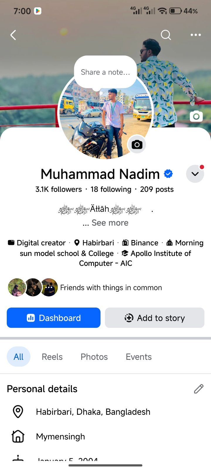 Personal Profile (Pro Mode) - 3.1K Followers, Monetized