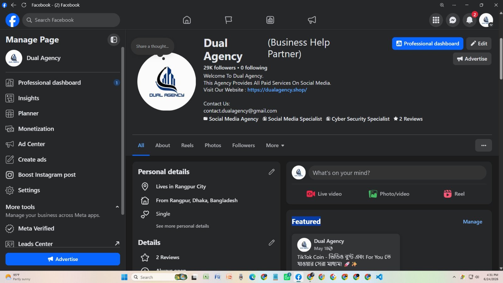 Facebook Business Page Full Fresh