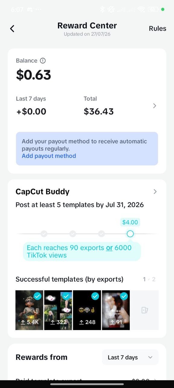 🔥 CapCut Creator Account For Sale | 3.2K Followers | 3.2M+ Views | $36 Earned