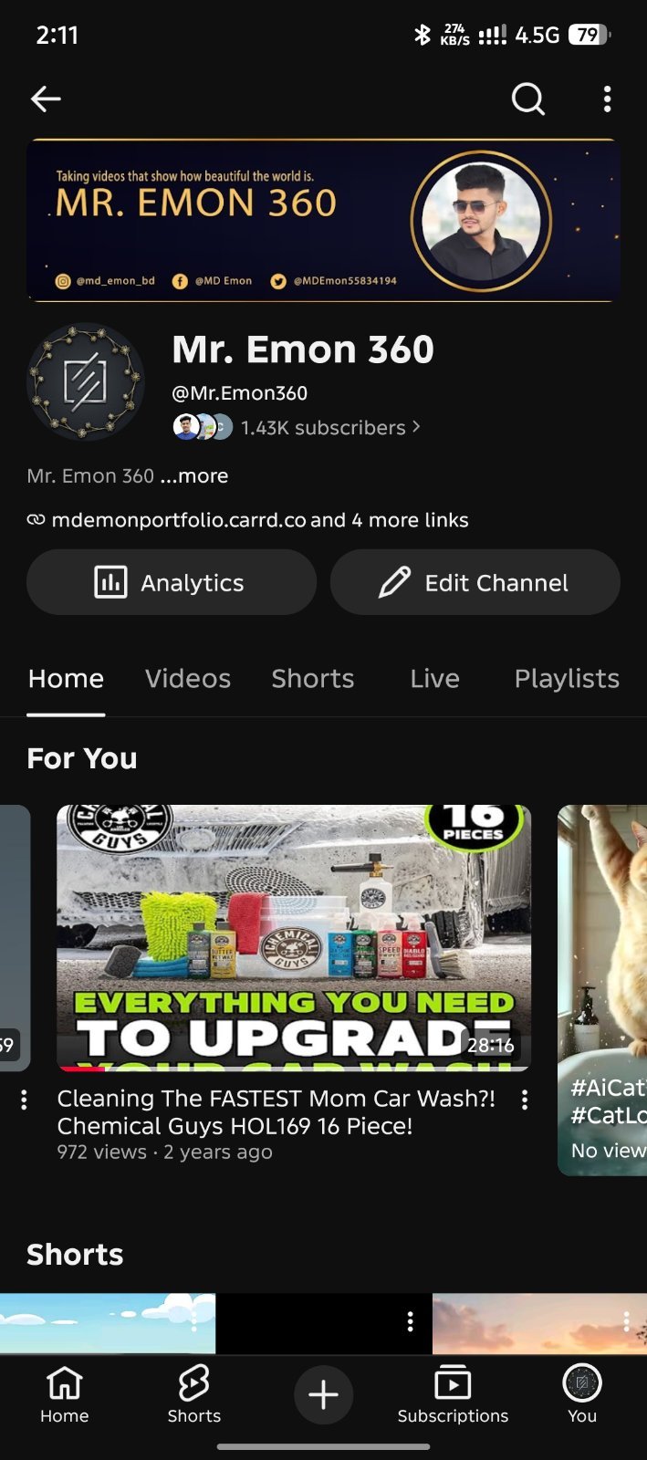 YouTube Channel — 1.43K Subs, Non-Monetized