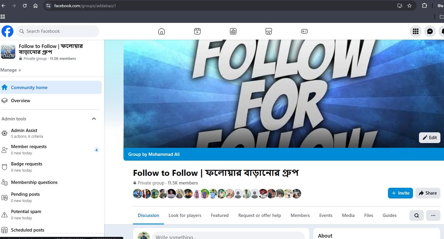 Follow to Follow | ফলোয়ার বাড়ানোর গ্ৰুপ  11.5K Members