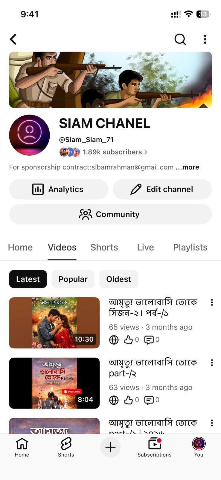 1.9k sub chanel for sell