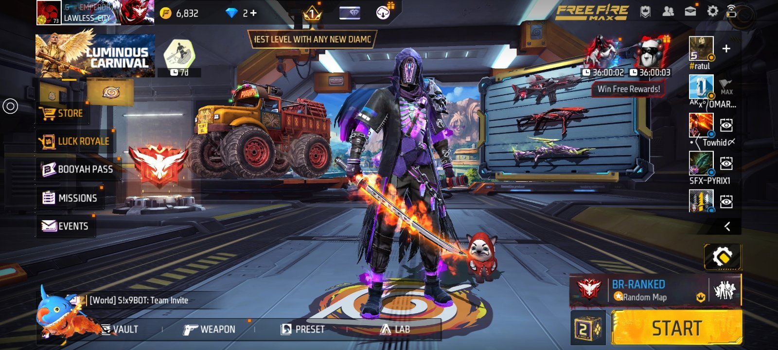 Free Fire Level 73 | Heroic Rank | 13 Artifact | 57 Mythic