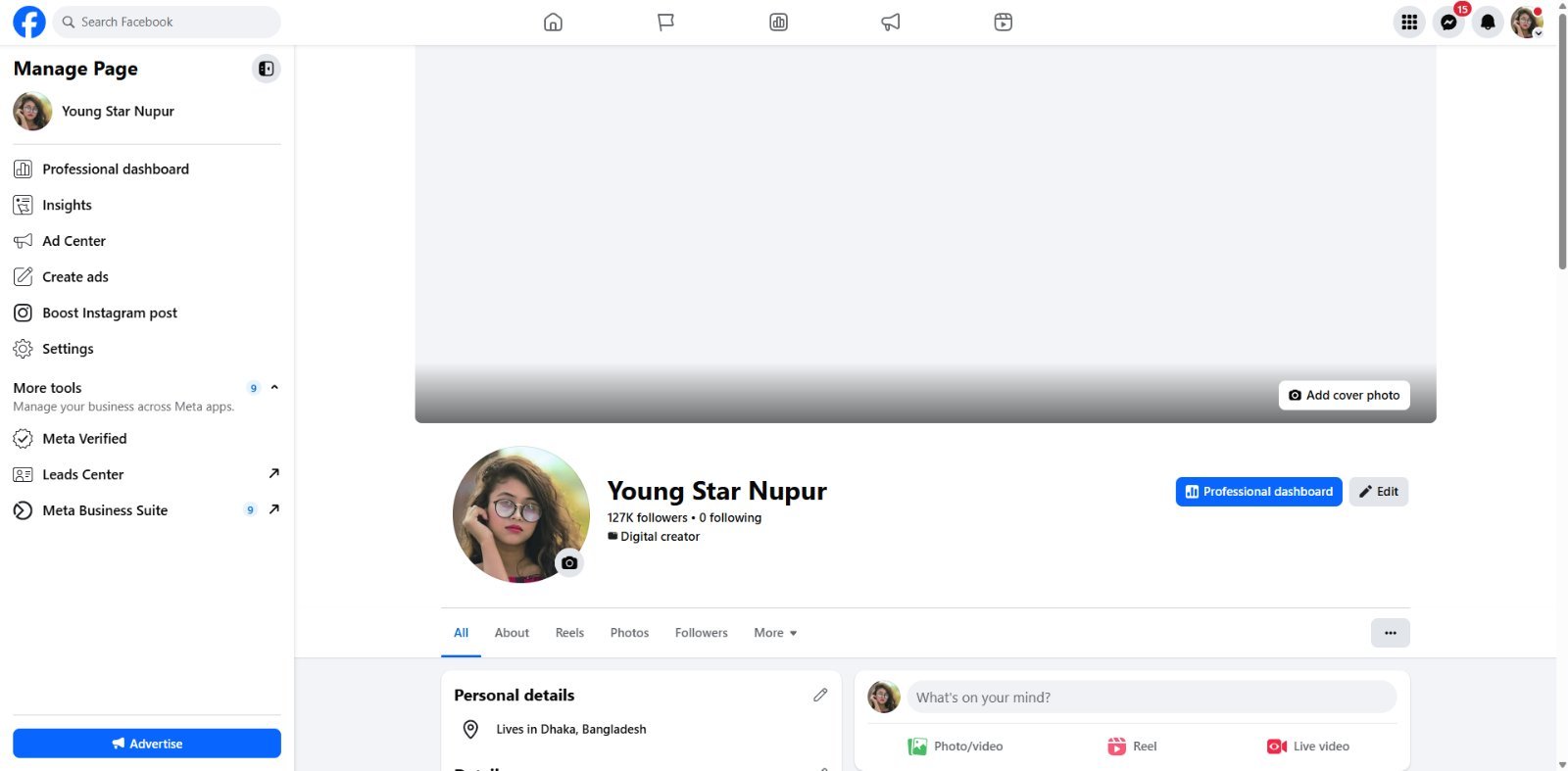 Facebook Profile 127K followers