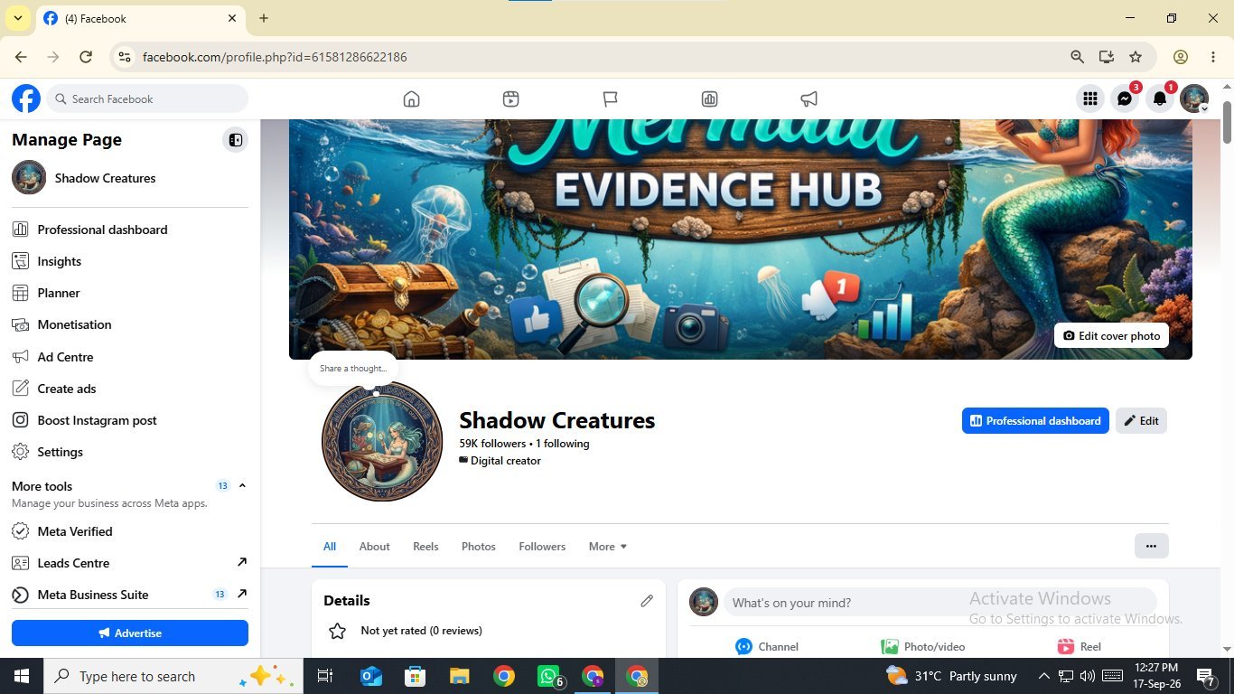 🔥 59K Followers Facebook Page - Shadow Creatures
