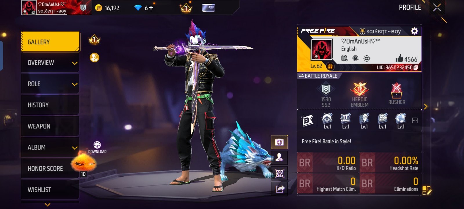 Free Fire BD ID | Level 71 | Facebook Login | Good Skins