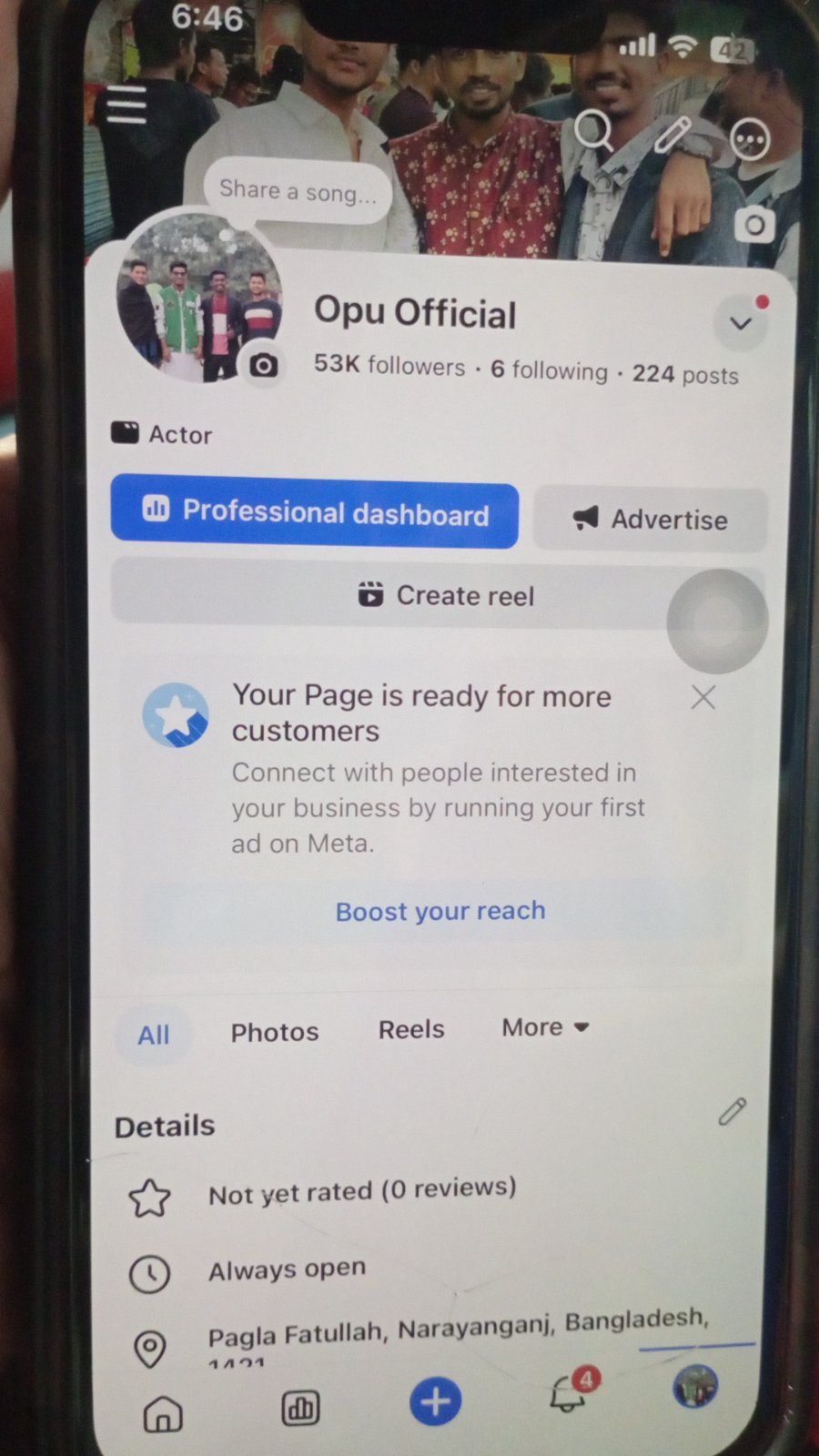 Facebook Page 53k Followers Fresh 32 $ earning Page