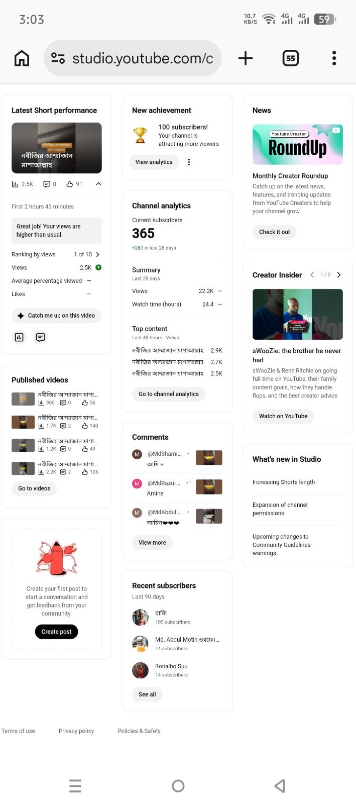 365 Subscribers. 22.2K Views (Last 28 Days) Active Islamic Shorts