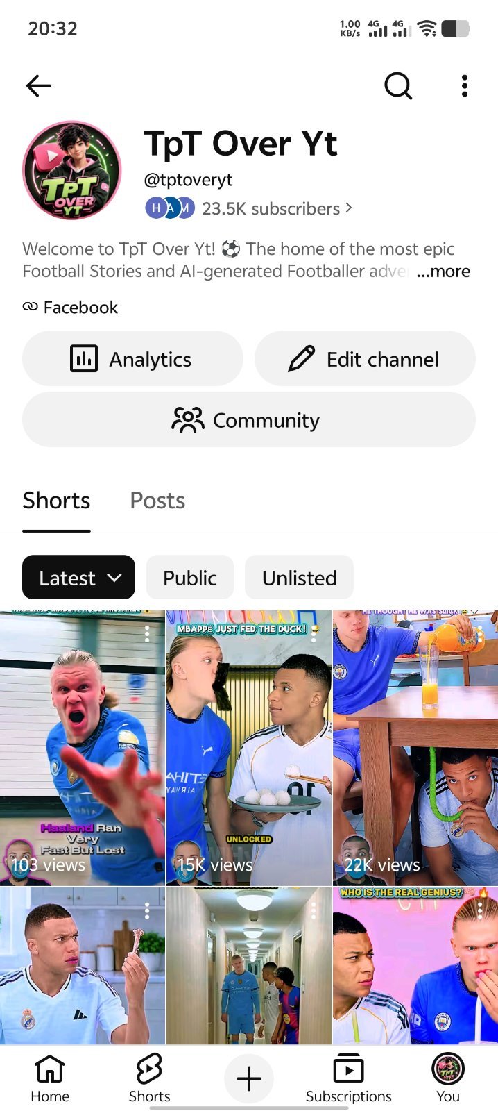 23.5K+ Subs | 25M+ Views | 7.5M Qualified Shorts Views | Active Football Channel