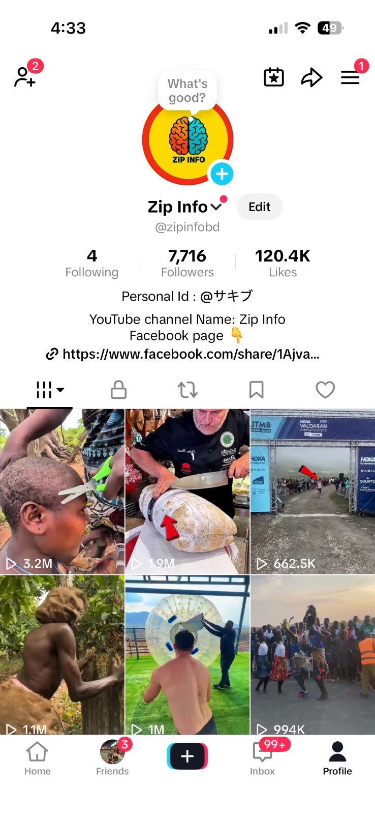 TikTok - 7.7k followers video category entertainment