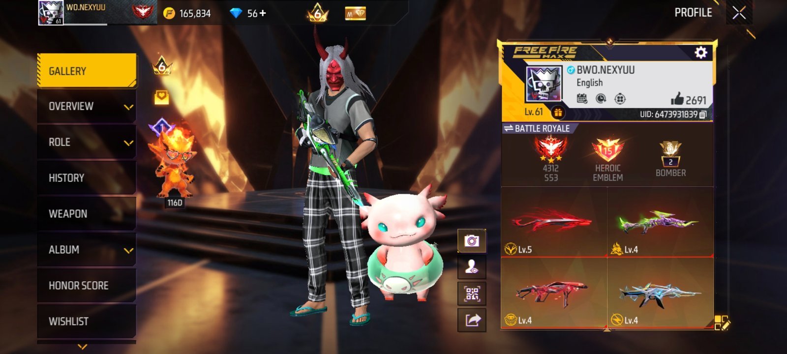 Free fire 61 lvl prime 6 account sale