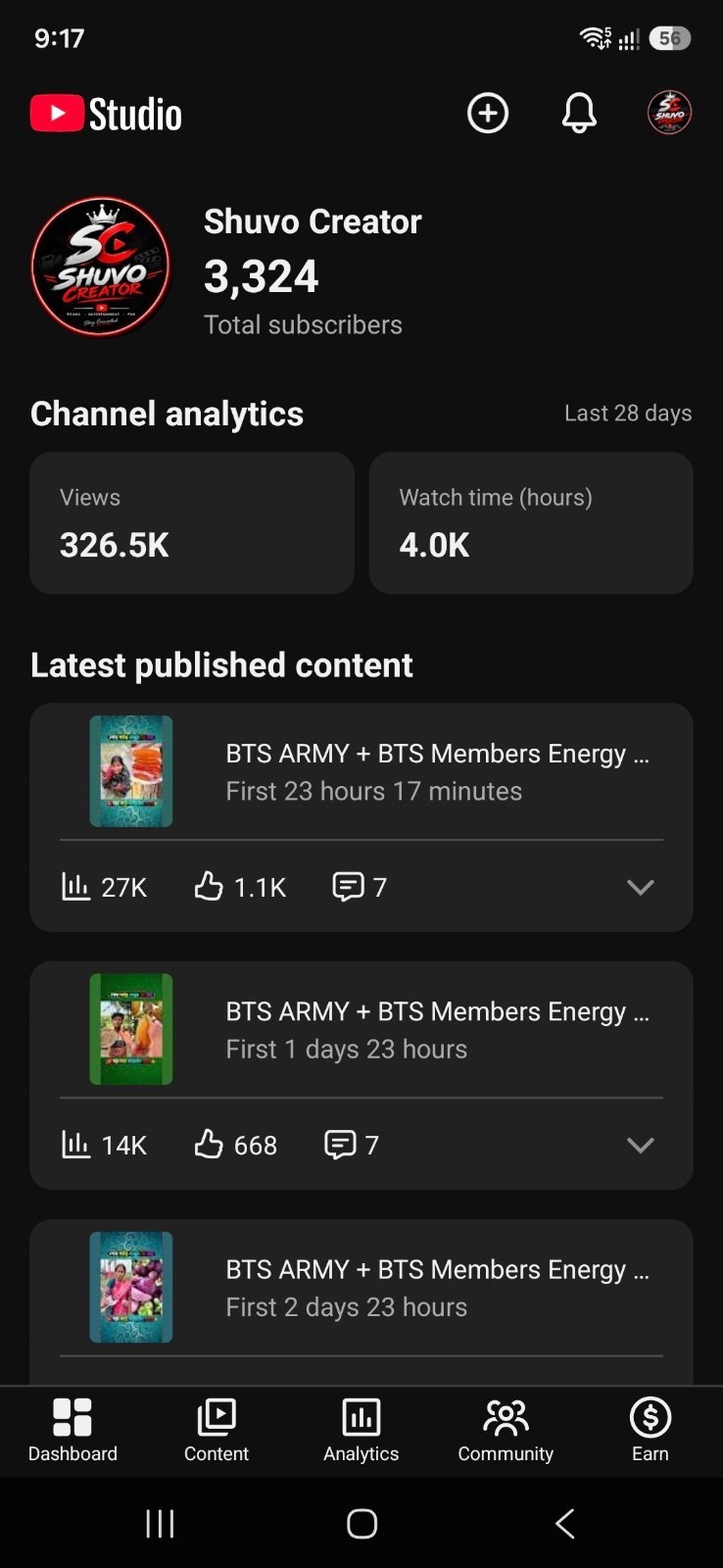 Youtube Channel 3+ Sub