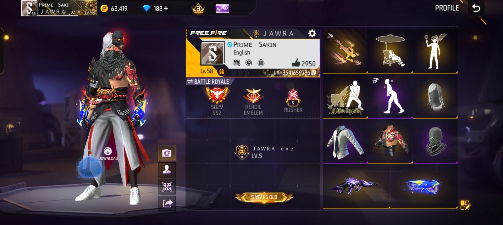 Free Fire 5 years old id sell