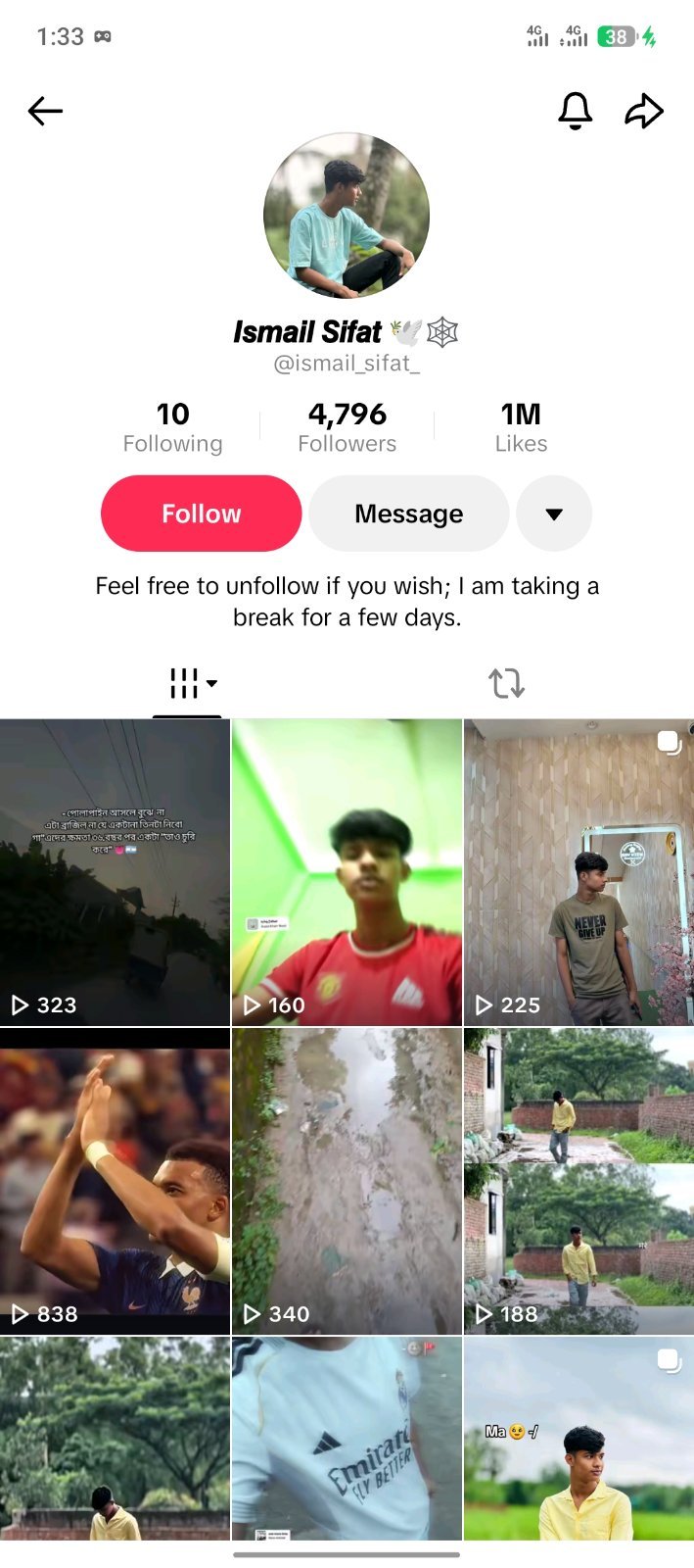 1M tiktok I'd